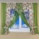 Занавеска на кухню со шторками TG Home №445 салатовая с ромашкой - изображение 1