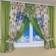 Занавеска на кухню со шторками TG Home №445 салатовая с ромашкой - изображение 2