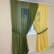 Комплект шифоновых тюлей TG Home №425 2шт. 3*2,70м и подхваты зелёный+жёлтый - изображение 2