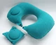Дорожная надувная подушка подголовник на шею со встроенной помпой TRAVEL NECK PILLOW Голубая - изображение 1