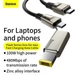 Кабель Baseus Combo Type-C to Type-C+DC Flash Series One-for-two Fast Charging Square Head 2m, 100W, 5A - изображение 3