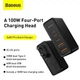 Блок питания Baseus 100W GaN2 Pro Quick Charger |2xUSB/2xType-C, QC/PD, 5A| + кабель USB-C 100W для MacBook/Huawei/Samsung/Asus/Google/Lenovo black - изображение 6