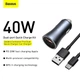 Автомобильное зарядное устройство Baseus Dual Quick Charger Car Charger |1USB/1Type-C, 5A/40W, QC/PD| - изображение 4