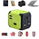 Универсальный адаптер для путешествий 2 USB Travel Adapter ORIGINAL Переходник для всех типов розеток (Зеленый) - изображение 3