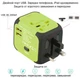 Универсальный адаптер для путешествий 2 USB Travel Adapter ORIGINAL Переходник для всех типов розеток (Зеленый) - изображение 8