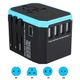 Мережевий дорожній універсальний адаптер Masslinna 4 USB + Type-C Black/Blue (NA1) - зображення 1