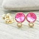 Сережки Xuping з кристалами Swarovski 83017 розмір 12х9 мм колір рожевий позолота 18К - зображення 3