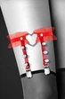 Гартер Bijoux Pour Toi - WITH HEART AND SPIKES червоний - зображення 2