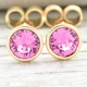 Сережки Xuping з кристалами Swarovski 83084 розмір 6х6 мм колір рожевий позолота 18К - зображення 3