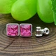 Сережки Xuping з кристалами Swarovski 21402 розмір 7х7 мм колір рожевий позолота Біле Золото - зображення 1