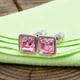 Серьги Xuping с кристаллами Swarovski 21402 размер 7х7 мм цвет светло-розовый позолота Белое Золото - изображение 1