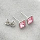 Серьги Xuping с кристаллами Swarovski 21402 размер 7х7 мм цвет светло-розовый позолота Белое Золото - изображение 5