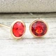 Сережки Xuping з кристалами Swarovski 83084 розмір 6х6 мм колір червоний позолота 18К - зображення 3