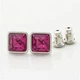 Сережки Xuping з кристалами Swarovski 21402 розмір 7х7 мм колір фуксія позолота Біле Золото - зображення 4