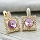 Серьги Xuping с кристаллами Swarovski 83128 размер 15х10 мм цвет светло-розовый вес 2.7 г позолота 18к - изображение 2