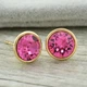 Сережки Xuping з кристалами Swarovski 21419 розмір 9х9 мм колір малиновий позолота 18К - зображення 3