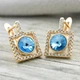 Сережки Xuping з кристалами Swarovski 83128 розмір 15х10 мм колір аквамариновий вага 2.7 г позолота 18К - зображення 2