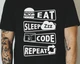 Футболка Stedman Для Айтишника / Программиста Eat Sleep Code Repeat XS Черная - изображение 2