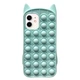 Чохол силіконовий для iPhone 12 mini бірюзовий кіт з функцією антистрес Pop it Без бренду - зображення 1