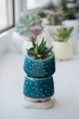 Керамический горшок для суккулентов Mini Plant размер XS 4,9х5,2см Бирюзовый Bubble - изображение 3