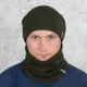 Комплект вязаная шапка со снудом на флисе КАНТА унисекс 50-60 темная олива (OC-462) - изображение 2