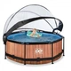 Бассейн каркасный Exit Toys EXIT 244 х 76 см / 2780 л Коричневый с отделкой под дерево круглый с куполом + насос 20 Вт - изображение 6