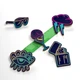 Набір дерев’яних значків для одягу, рюкзака або сумки від Lex Altern (нічне життя, ретро, ​​неоновий, панк, запальнички, окуляри, очі, череп, блискавка) піни з фанери, брелок, брошка з дерева на подарунок - зображення 2