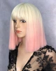 Парик LILY Ombre Blond каре розово-белый омбре, с имитацией кожи, термостойкое волокно - изображение 2