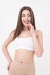 Бесшовный топ на тонких бретелях Giulia CAMI TOP L/XL White, женский топ из микрофибры - изображение 2