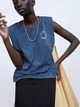 Футболка Zara 1165/651/400 S Синяя с принтом (SZ01165651400025) - изображение 1