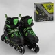 Детские ролики с мягким ботинком и регулировкой размера 30039-L Best Roller 39-42 колёса PU Черно-зеленые - изображение 2