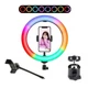 Світлове RGB LED кільце для селфі "MJ33", селфі лампа кільцева різнобарвна з тримачем (VS7003955) - изображение 4