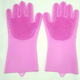 Перчатки с губкой-щеткой для уборки и мытья посуды Kitchen Gloves 5511 Розовый - изображение 1