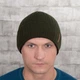 Мужская вязаная шапка КАНТА Fashion Hat на флисе 50-60 Хаки (MC-108) - изображение 2