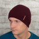 Мужская вязаная шапка КАНТА Fashion Hat на флисе 50-60 Бордо (MC-102) - изображение 1