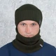 Комплект вязаная шапка со снудом на флисе КАНТА унисекс 50-60 хаки (OC-080) - изображение 4