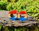 Серьги плаги WoodWork TUNNEL Round Red-Blue 50 мм Деревянные - изображение 1