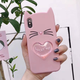 3D Чехол для Samsung Galaxy S9 Котик с ушками и сердечком Розовый - изображение 1