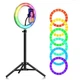 Набор для блогера 2в1 Разноцветная Светодиодная Кольцевая лампа RGB LED 20 см Селфи Лампа для блогеров с держателем для телефона и со штативом 2 метра 10 Ват 15 режимов - изображение 2