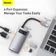 USB хаб HUB BASEUS Type-C Series 4-in-1 Multifunctional Docking Station (2USB, HDMI, Type-C, 100W). Gray - изображение 2