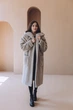 Шуба с овечьей шерсти Sheep brand Tilda 110см размер XS с капюшоном, серый - изображение 5