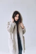 Шуба з овечої шерсті Sheep brand Tilda 90см розмір M з капюшоном, сірий - зображення 3