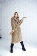 Шуба з овечої шерсті Sheep brand Carmen 115см розмір M з комірцем, кремовий - зображення 2