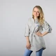 Женская туника с длинным рукавом, с пояском, вышивка - маргаритки, ткань оникс, цвет - серый, размер 44-46, Світлана-К - изображение 3