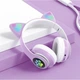 Беспроводные детские наушники с кошачьими ушками и подсветкой Cat Ear STN-28 фиолетовые - изображение 2