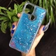 Чехол Glitter для OPPO A15S бампер жидкий блеск Синий - изображение 2