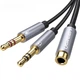 Аудио кабель сплиттер Ugreen 3.5 mm female to 2×3.5 mm male splitter cable с нейлоновой оплеткой 20899 silver/black - изображение 1