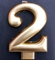 Свечи - цифры в торт "2", высота - 8 см, цвет - золото - изображение 1