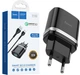 Зарядний пристрій Hoco C12Q 18W (Smart QC3.0) порт USB + кабель USB-microUSB Black (21092) - зображення 1
