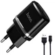Зарядное устройство HOCO C12 Smart 2.4A порты 2xUSB + кабель USB-microUSB Black (10737) - изображение 1